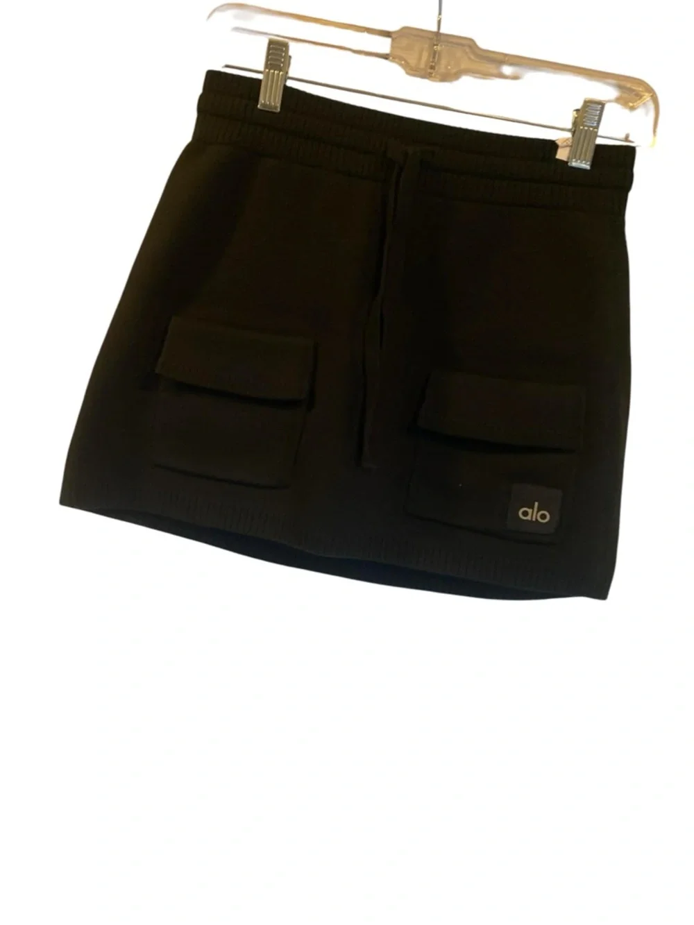 NWT Alo Yoga scholar knit cargo skirt BLACK Size S